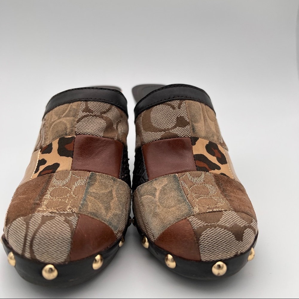 Coach Mules, Patchwork, Gold Studded - image 4